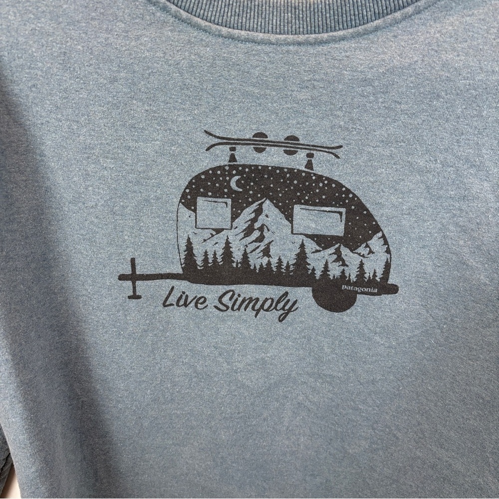 Patagonia Live Simply Camper Uprisal Crew Sweatshirt Women's XS Grey Blue Cotton - Picture 2 of 8